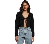 Urban Classics Ladies Tied Cropped Feather Cardigan in Gr. 5XL in Schwarz