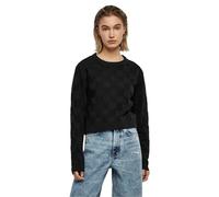 Urban Classics Pullover Damen Check Knit Sweater Rundhals 60% Baumwolle/40% Polyacryl Schwarz Gr. M