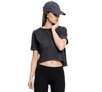 Urban Classics Damen Sweatshirt Ladies Cropped Burnout Short Sleeve Crew, Grau (Darkgrey 94), M