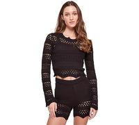 Urban Classics Damen Ladies Cropped Crochet Knit Sweater Black-4XL