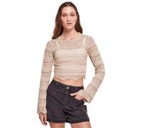 Urban Classics Pullover Damen Cropped Häkelstrick Rundhals 100% Polyacryl softseagrass XS