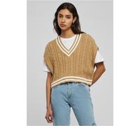 Urban Classics Ladies Cropped Knit College Slipover in Gr. XL in Beige