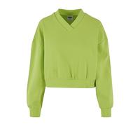 Sweater URBAN CLASSICS "Urban Classics Damen Ladies Cropped V-Neck", Damen, Gr. S, frozengelb, 80% Baumwolle, 20% Polyester, unifarben, V-Ausschnitt, Sweatshirts Sweater (75334750-S) frozengelb