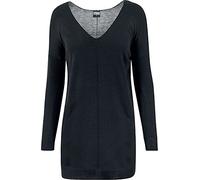 Urban Classics Damen Sweatshirt Ladies Fine Knit Oversize V - Neck Sweater TB1534, Gr. X-Large, Schwarz (Black 7)