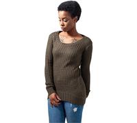 Rundhalspullover URBAN CLASSICS "Urban Classics Damen Ladies Long Wideneck Sweater", Damen, Gr. 5XL, olive, 100% Polyacryl, unifarben, normal, Balconnet, Pullover Rundhalspullover (85737521-5XL) olive