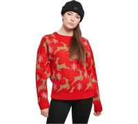 Urban Classics Damen Sweatshirt Ladies Oversized Christmas Sweater red/Gold 4XL