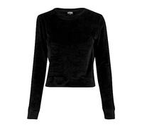 Urban Classics Damen Sweatshirt Ladies Short Velvet Crew, Gr. X-Small, Schwarz (Black 7)