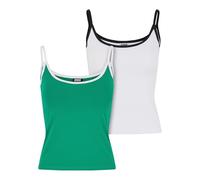 Tanktop URBAN CLASSICS "Urban Classics Ladies Contrast Basic Top 2-Pack", Damen, Gr. XXL, froggrün, weiß, weiß, schwarz, 95% Baumwolle, 5% Elasthan, unifarben, normal, Tops Tanktop (53359507-XXL) frog