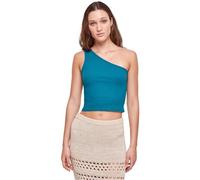 Urban Classics Ladies Cropped Asymmetric Top in Gr. XL in Blau