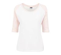 Urban Classics Damen T-Shirt Ladies 3/4 Contrast Raglan Tee TB733, Gr. Small, Weiß (wht/pink 234)