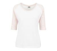 Urban Classics Damen T-Shirt Ladies 3/4 Contrast Raglan Tee TB733, Gr. Small, Weiß (wht/pink 234)