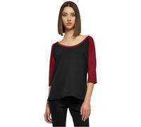 Urban Classics Damen T-Shirt Ladies 3/4 Contrast Raglan Tee TB733, Gr. X-Large, Mehrfarbig (blk/Burgundy 651)