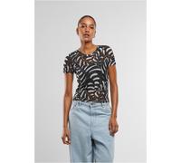 Urban Classics Damen T-Shirt Ladies AOP Mesh Tee TB6880 Blackleaf-L