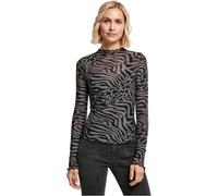 Urban Classics Damen T-Shirt Ladies AOP Mesh Turtleneck Longsleeve Asphalt/Black 4XL