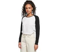 Urban Classics Damen Ladies Contrast Raglan Longsleeve T-Shirt, White/Black, S