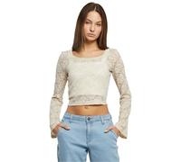 Longsleeve URBAN CLASSICS "Urban Classics Damen Ladies Cropped Lace Longsleeve" Gr. XXL, beige (softseagrass) Damen Shirts (64065260-XXL) softseagrass
