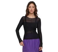 Urban Classics Longsleeve Damen Exposed Seam Mesh – 90% Polyamid, 10% Elastan – Schwarz XS