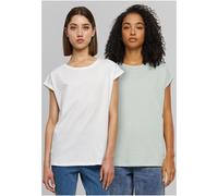 Urban Classics Damen T-Shirt Ladies Extended Shoulder Tee 2-Pack TB771A Frostmint/White-3XL