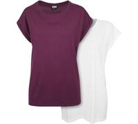 Urban Classics Damen T-Shirt Ladies Extended Shoulder Tee 2-Pack TB771A White-XS
