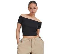 Urban Classics - Ladies Organic Off Shoulder Rib Black - T-Shirt - Schwarz - L - 95% Baumwolle, 5% Elastan,Jersey Schwarz L