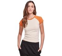 Urban Classics Damen TB5075-Ladies Organic Stretch Short Retro Baseball Tee T-Shirt, softseagrass/vintageorange, XXL