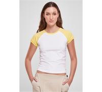 Urban Classics Damen T-Shirt Ladies Organic Stretch Short Retro Baseball Tee White/Vintagesun-4XL
