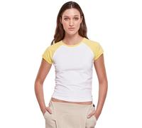 Urban Classics Damen T-Shirt Ladies Organic Stretch Short Retro Baseball Tee White/vintagesun XXL