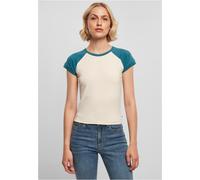 Urban Classics Damen T-Shirt Ladies Organic Stretch Short Retro Baseball Tee Whitesand/Jasper-XS