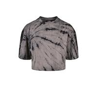 Urban Classics Damen T-Shirt Ladies Oversized Cropped Tie Dye Tee Black/Asphalt XL