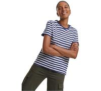 Urban Classics Damen T-Shirt 'Ladies Regular Striped Tee', gestreift, Loose Fit, Weiß/Dunkelblau, XL