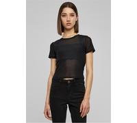 Urban Classics Damen T-Shirt Ladies Short Mesh Tee – kurz – Schwarz, Gr. S
