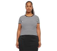 Urban Classics Damen T-Shirt Ladies Short Striped Tee, crop T-Shirt für Frauen, gestreift, white/black, 4XL