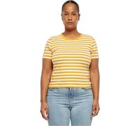 Urban Classics Damen T-Shirt Ladies Short Striped Tee, crop T-Shirt für Frauen, gestreift, white/magicmango, 4XL