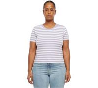 Urban Classics Damen T-Shirt Ladies Short Striped Tee, crop T-Shirt für Frauen, gestreift, white/dustylilac, XL