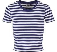 Urban Classics Damen T-Shirt Ladies Short Striped Tee, crop T-Shirt für Frauen, gestreift, white/darkblue, XS