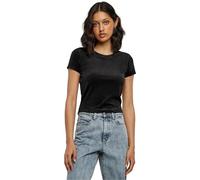 Urban Classics Damen T-Shirt Ladies Short Velvet Tee Samt Schwarz Größe 3XL