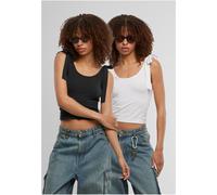 Urban Classics Damen T-Shirt Ladies Tied Basic Jersey Top 2-Pack TB7520A Black/White-3XL