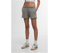 Sweatshorts URBAN CLASSICS "Urban Classics Ladies Washed Jersey Shorts", Damen, Gr. XL, US-Größen, steelgrau, 83% Baumwolle, 17% Polyester, unifarben, normal, Hosen Sweatshorts (92458001-XL) steelgrau