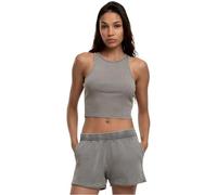Urban Classics Damen T-Shirt Ladies Washed Rib Jersey Cropped Top, Bauchfreies Oberteil für Damen, Crop Top, Größen XS - 5XL