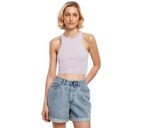 Tanktop URBAN CLASSICS "Urban Classics Damen Ladies Cropped Rib Top", Damen, Gr. 5XL, lila, 97% Baumwolle, 3% Elasthan, unifarben, slim fit, Tops Tanktop (98912827-5XL) lila