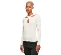 Urban Classics Damen Langarmshirt Ladies Crossed Cut Out Longsleeve V-Ausschnitt sandweiß L