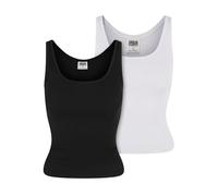 Tanktop URBAN CLASSICS "Urban Classics Ladies Organic Basic Rib Top 2-Pack", Damen, Gr. XXL, schwarz, weiß, 95% Baumwolle (Bio), 5% Elasthan, unifarben, skinny fit, Tops Tanktop (69456235-XXL) schwarz