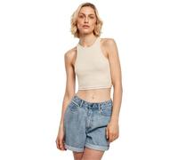 Urban Classics Damen Top Cropped Rib Top, Geripptes Top für Frauen, kurz geschnitten, Slim Fit, softseagrass, XS