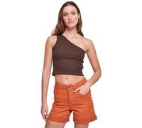 Tanktop URBAN CLASSICS "Urban Classics Damen Ladies Cropped Asymmetric Top", Damen, Gr. 5XL, braun, 97% Baumwolle, 3% Elasthan, unifarben, slim fit, Tops Tanktop (30215166-5XL) braun
