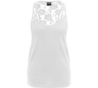 URBAN CLASSICS LADIES FLOWER LACES LOOSE TANK FRAUEN TANKTOP MIT SPITZE, Größe:M, Farbe:white