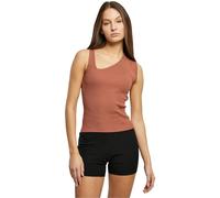 Urban Classics Ladies Rib Knit Asymmetric Top in Gr. L in Rot