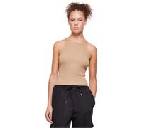 Urban Classics Damen Top Rippstrick mit gekreuztem Rücken ärmellos Beige XL