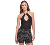 Urban Classics Top Short Wraped Neckholder – Damen, Slim Fit, 95% Baumw./5% Elasthan, Gr. M, Schwarz