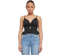 Urban Classics Ladies Waffle Pique Ruffle Top Top schwarz in M