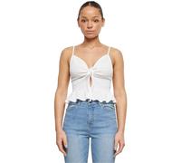 Urban Classics Damen Top Ladies Waffle Pique Ruffle Top, Bandeau mit Spaghetti-Trägern für Frauen, Größen XS - 5XL